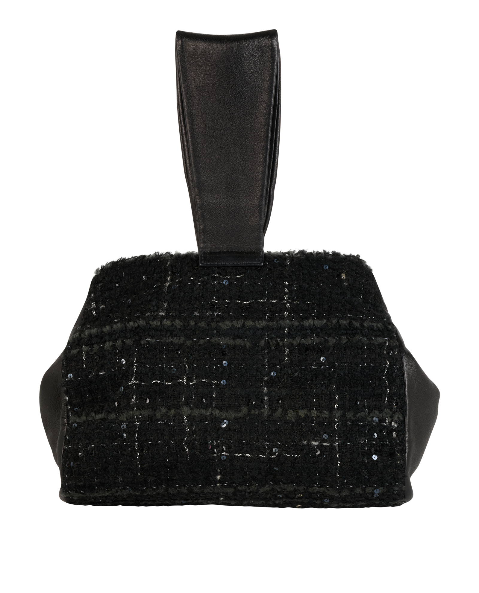 Vintage Clutch, &pound;550, Handbags, Black, Leather/Tweed, Back view